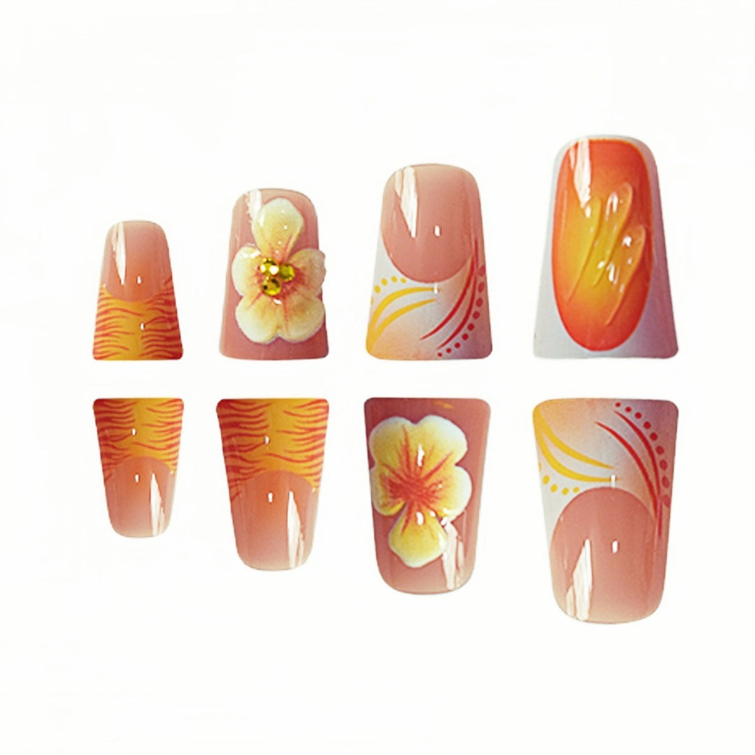 Decorative Floral Press-On Nail Set Stornfield