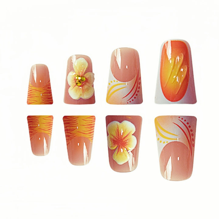 Decorative Floral Press-On Nail Set Stornfield