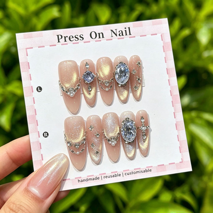 Artistic Press-On Nail Set with Floral and Patterned Designs