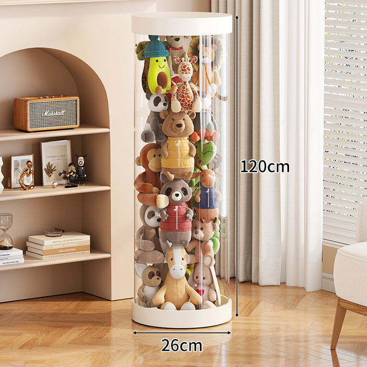 Tall Transparent Cylindrical Plush Toy Display & Storage Tower