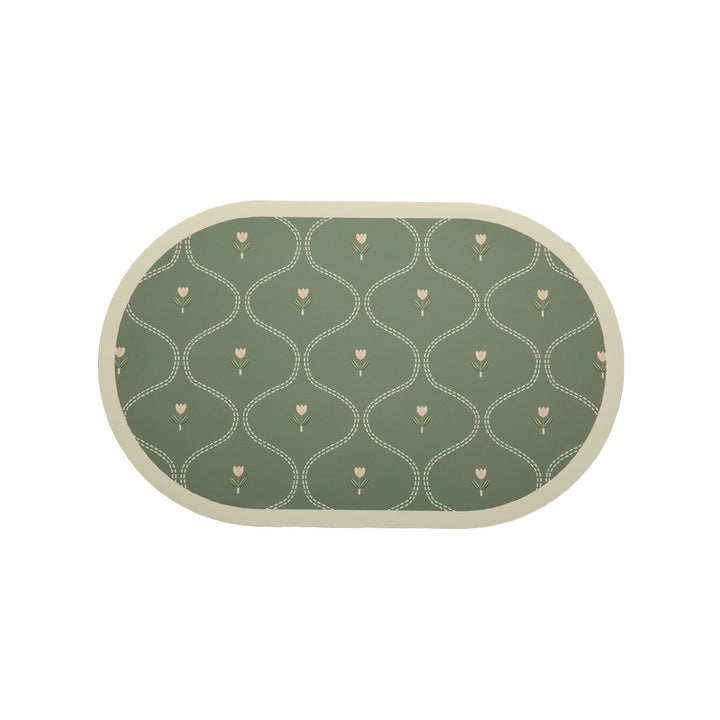 Oval wipeable placemat with embossed tulip pattern and non-slip underside Stornfield