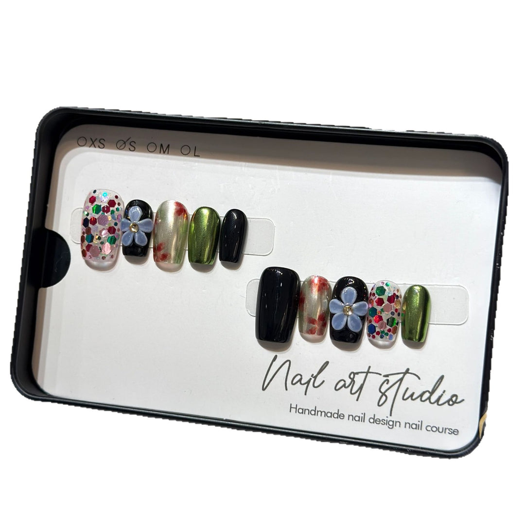 Artistic Floral-Inspired Press-On Nail Set Stornfield