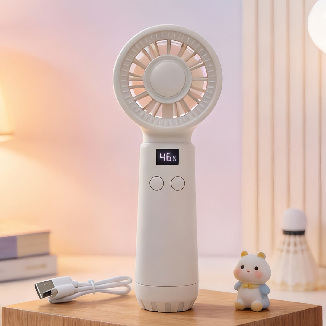 Women's Portable Hand Fan with Digital Display and USB Charging Function Stornfield
