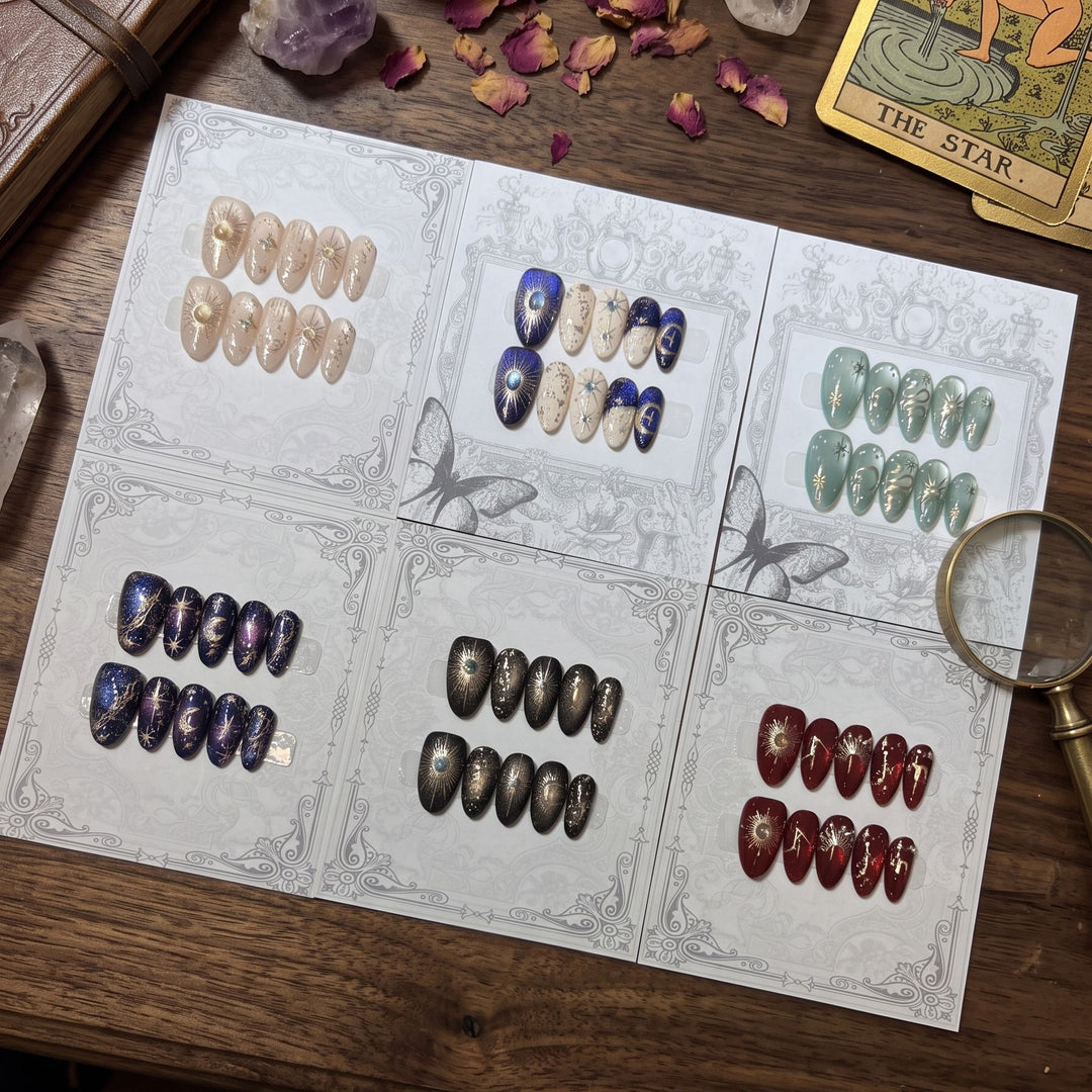 Decorative Press-On Nail Set with Celestial Accents Stornfield