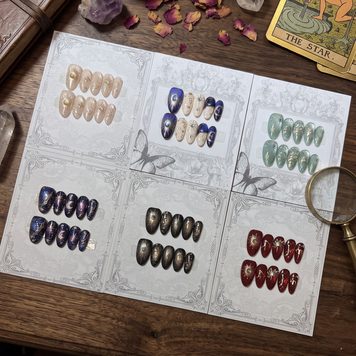 Decorative Press-On Nail Set with Celestial Accents Stornfield