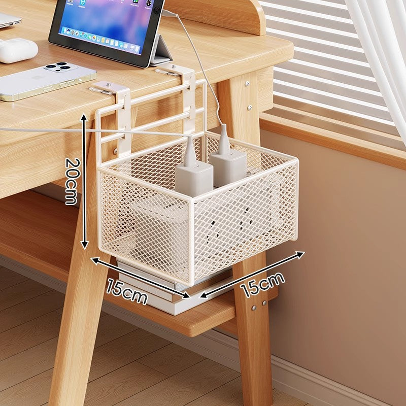 Under-Desk Clamp-On Mesh Cable and Power Strip Organizer Basket