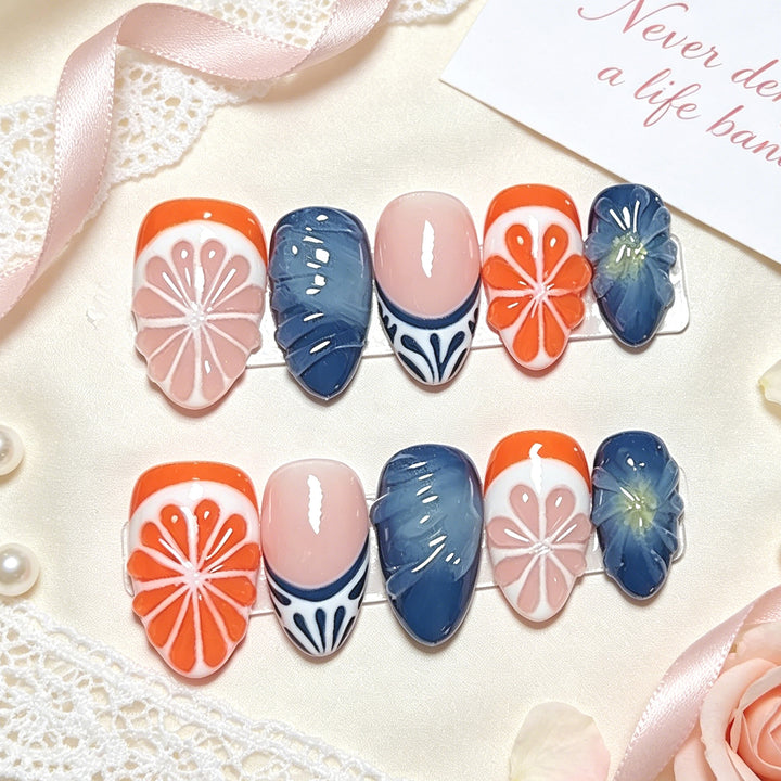 Creative Floral Press-On Nail Set