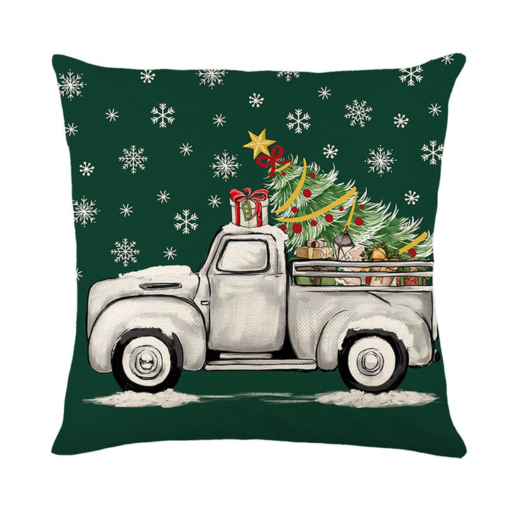 Decorative Cotton-Linen Holiday Throw Pillow Cover Hello Winter Script Print