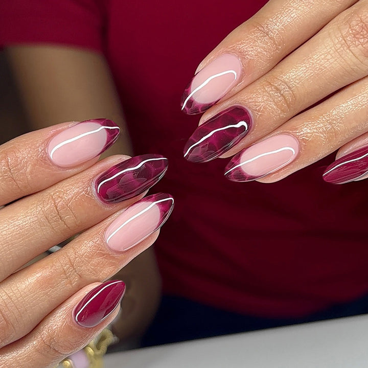 Stylish Press-On Nail Set with Geometric and Gradient Designs Stornfield