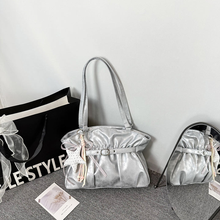 Stylish Soft Leather Handbag with Accessory