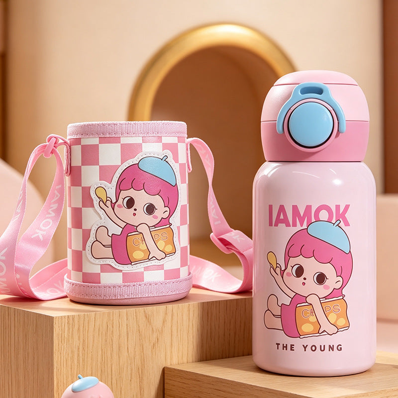 Women's insulated bottle with practical carrying strap and playful design Stornfield