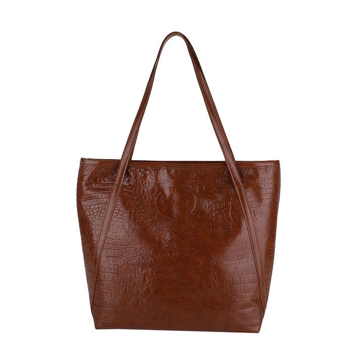 Crocodile-Embossed Leather Tote Bag Stornfield