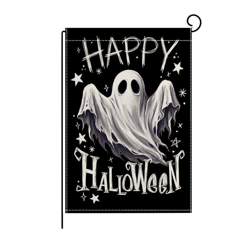 Heavy-Duty Halloween Spun-Polyester Decorative Yard Flag with Playful Ghosts and Jack-o'-Lanterns