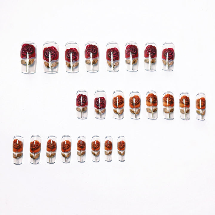 Elegant artificial nails with rose motifs Stornfield