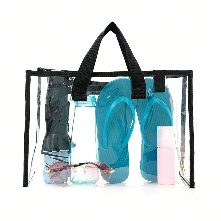 Transparent beach bag with sturdy carrying handles and various compartments Stornfield