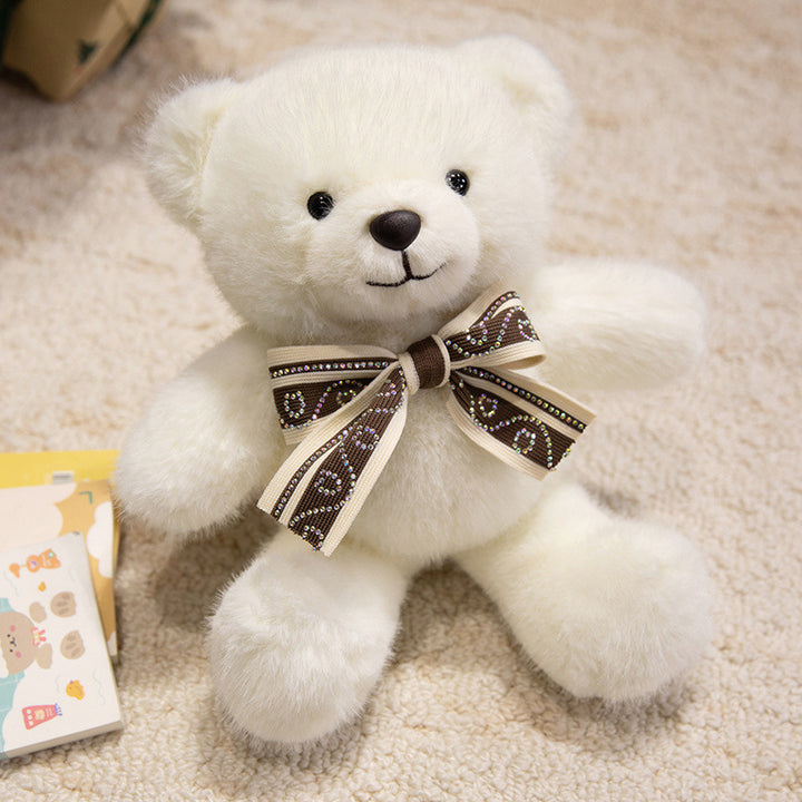 Plush Sitting Collectible Bear with Embroidered Smile, Crystal-Accent Ribbon Bow & Ultra-Soft Faux-Fur Plush Stornfield