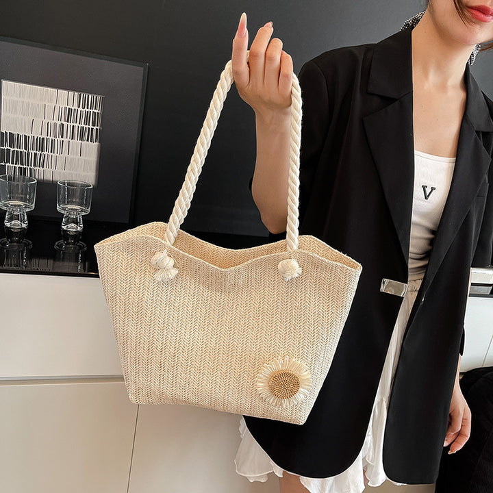 Decorative Floral Embellished Beach Tote Bag Stornfield