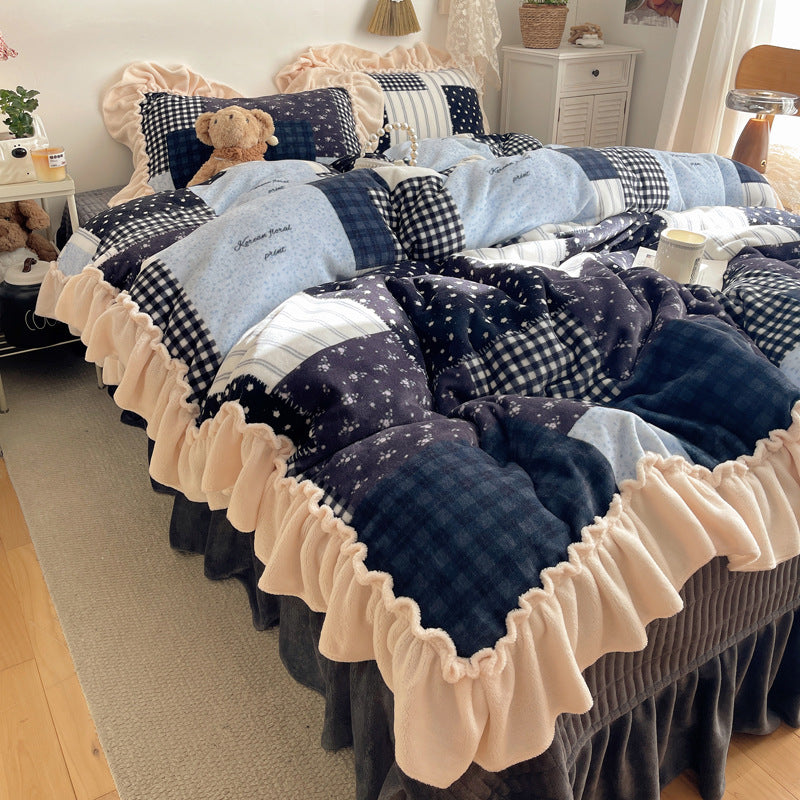 Plush Floral Ruffled Comforter Set
