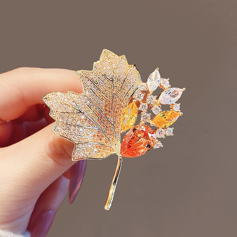 Exquisite leaf brooch with sparkling crystals Stornfield
