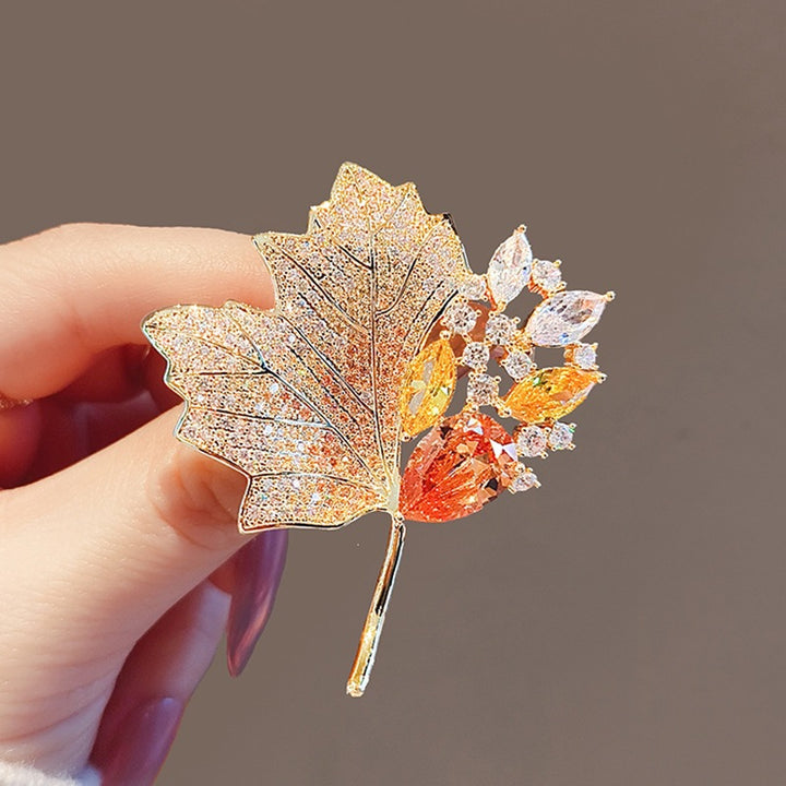 Exquisite leaf brooch with sparkling crystals Stornfield