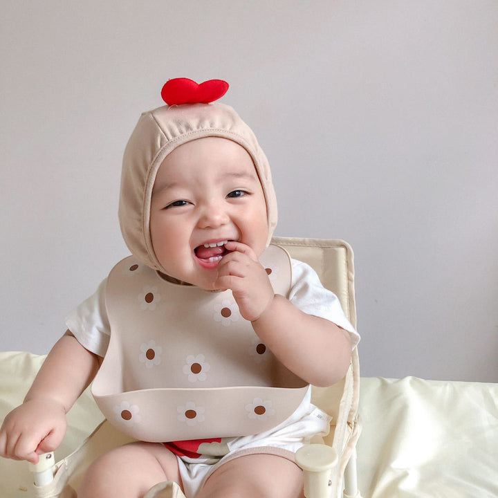 Silicone Baby Bib with Deep Crumb Pocket and Adjustable Snap Neck