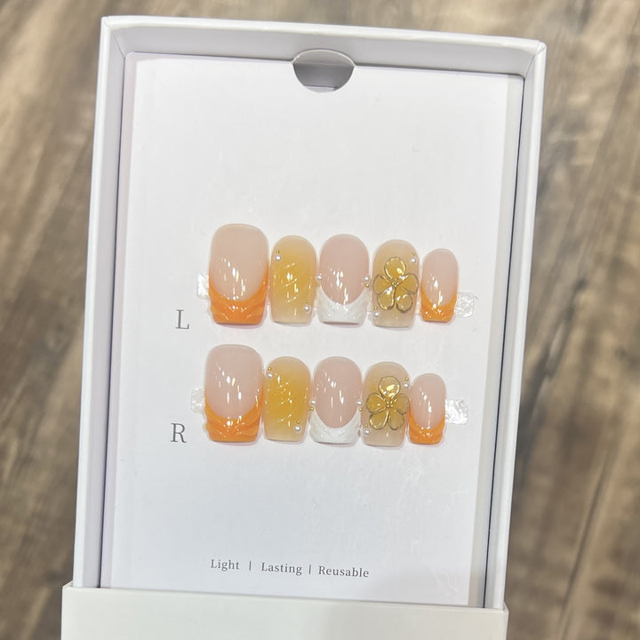 Elegant Stiletto Press-On Nail Set with Floral Accents Stornfield