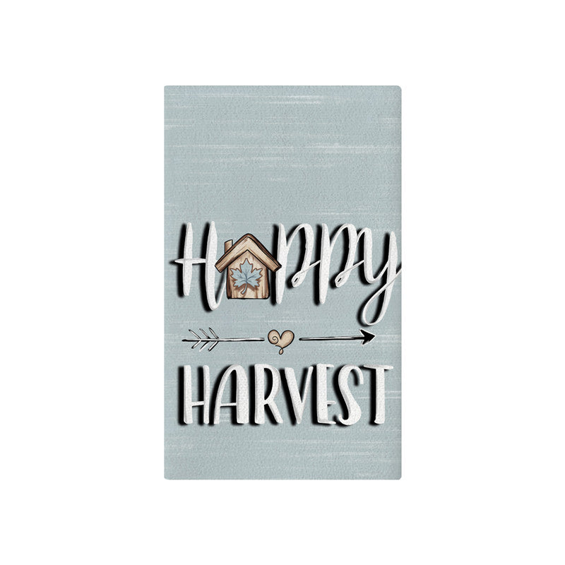 Vertical Buffalo Check Autumn Garden Banner with Painted Pumpkin Illustration