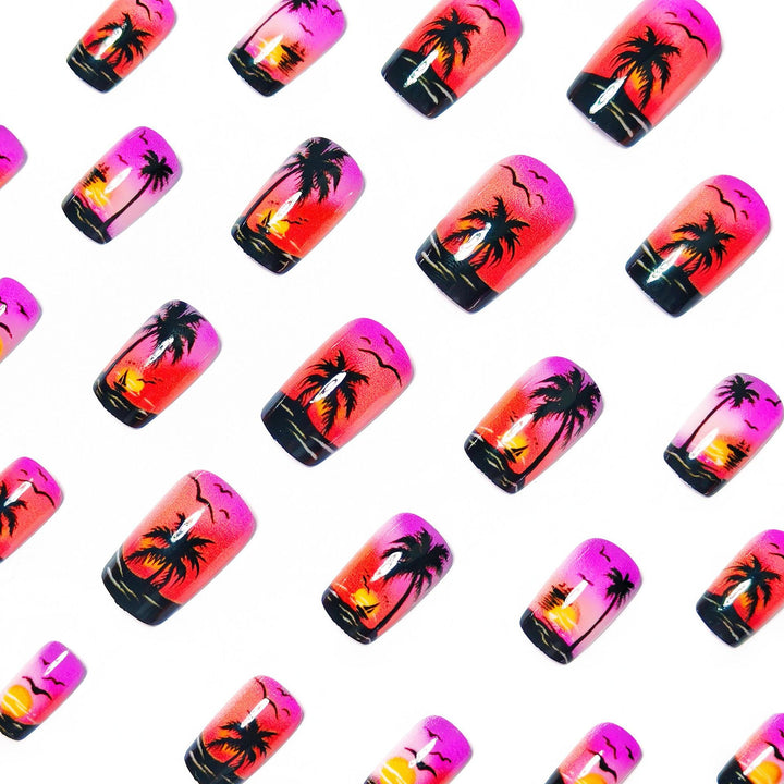 Artificial nails with tropical beach motif Stornfield