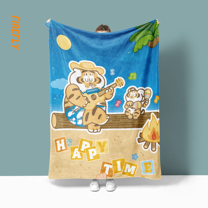 Soft Plush Cartoon Tiger-Themed Throw Blanket