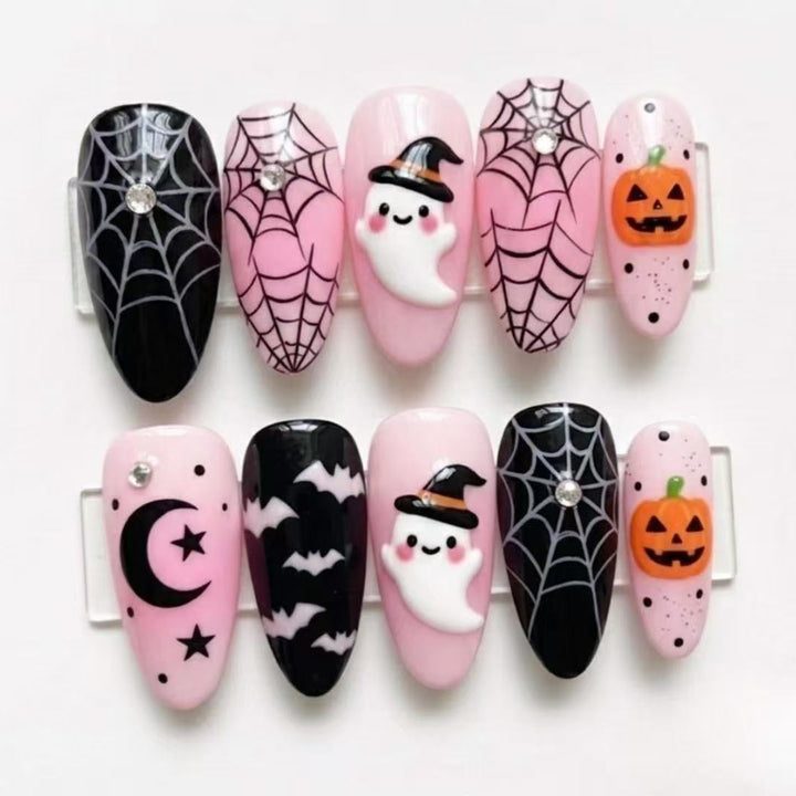 Halloween Artificial Nail Set with Creative Ghost and Spider Designs Stornfield