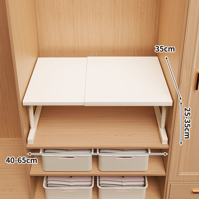 Adjustable Foldable Wardrobe Shelf Organizer with Height-Adjustable Support