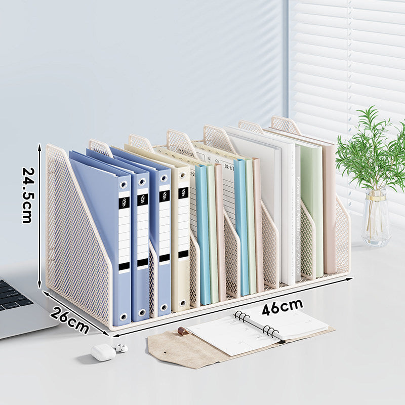 Mesh Desktop Vertical File and Folder Organizer Rack with Wide Slots and Non-Slip Base