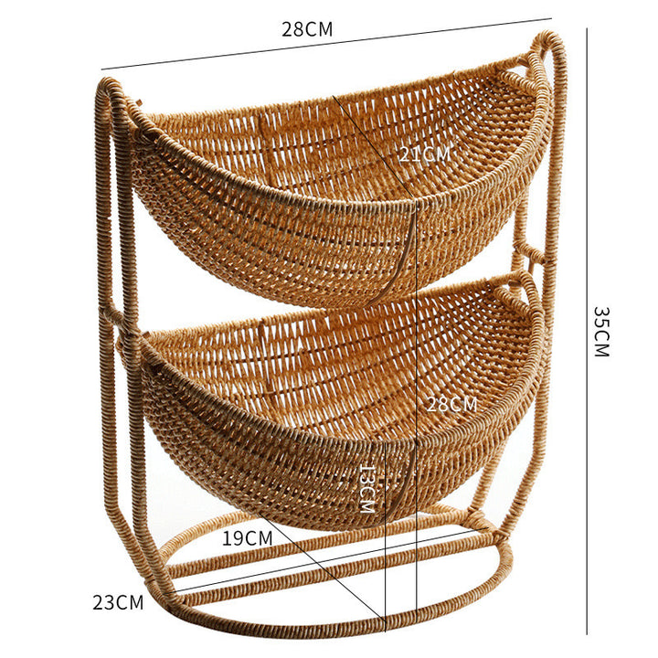 Women Two-Tier Rattan Basket Stornfield