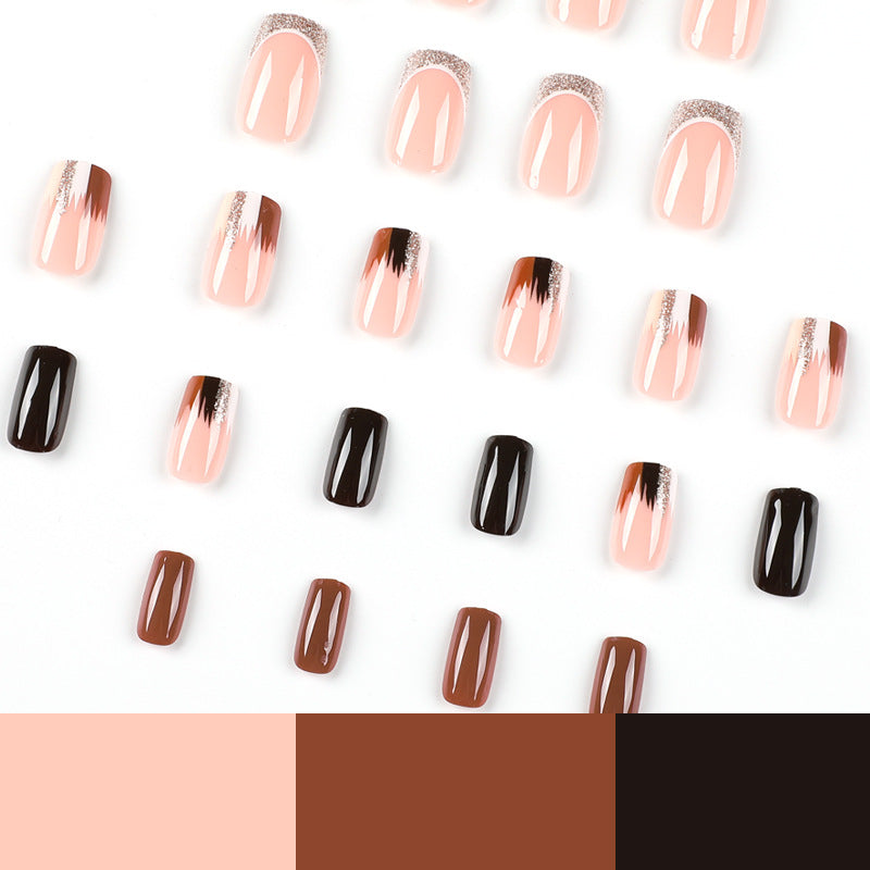 Elegant Artificial Nail Extensions with Ombre and Glitter Details Stornfield
