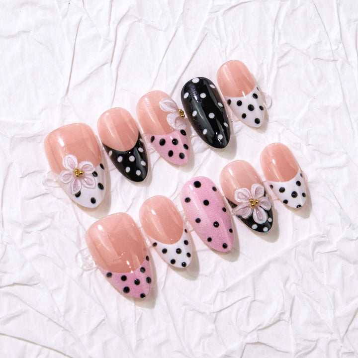 Floral and Polka Dot Press-On Nail Art Stornfield