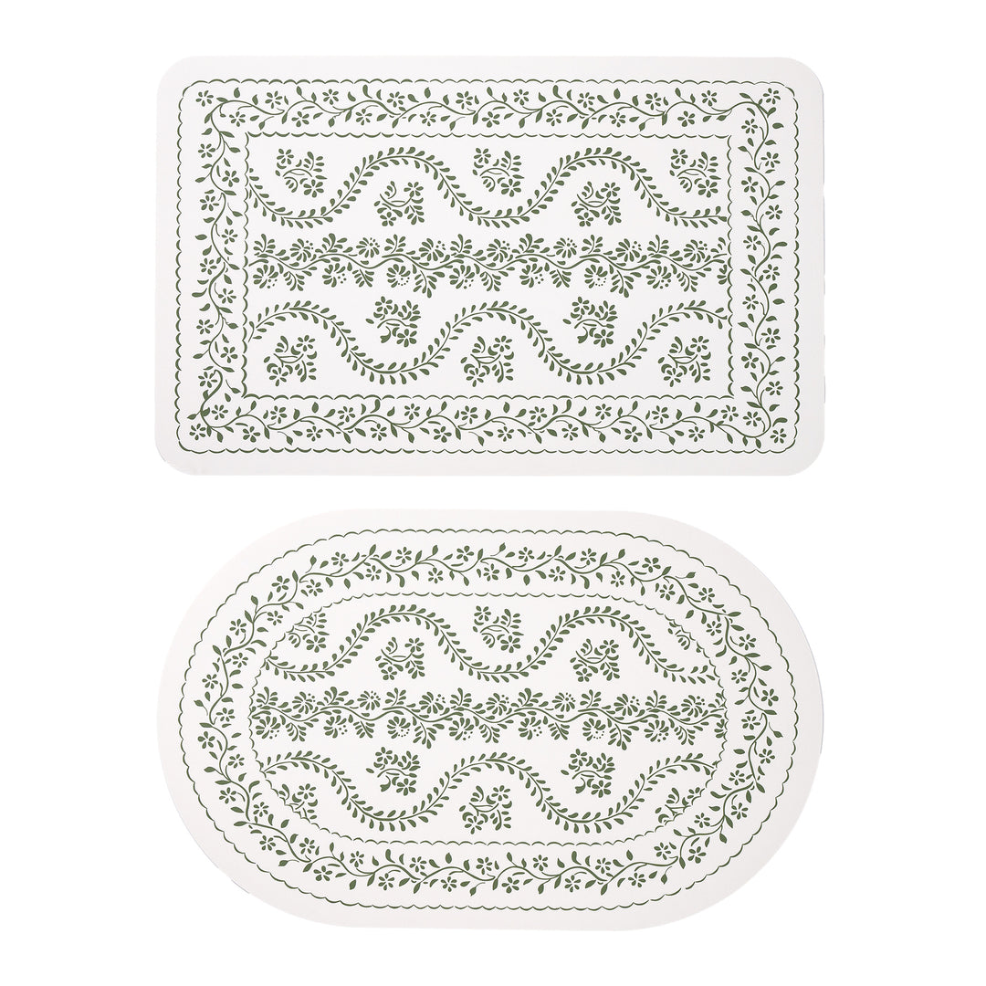 Stornfield Bath Mat Set made of soft microfiber with non-slip latex backing and delicate ornamental print