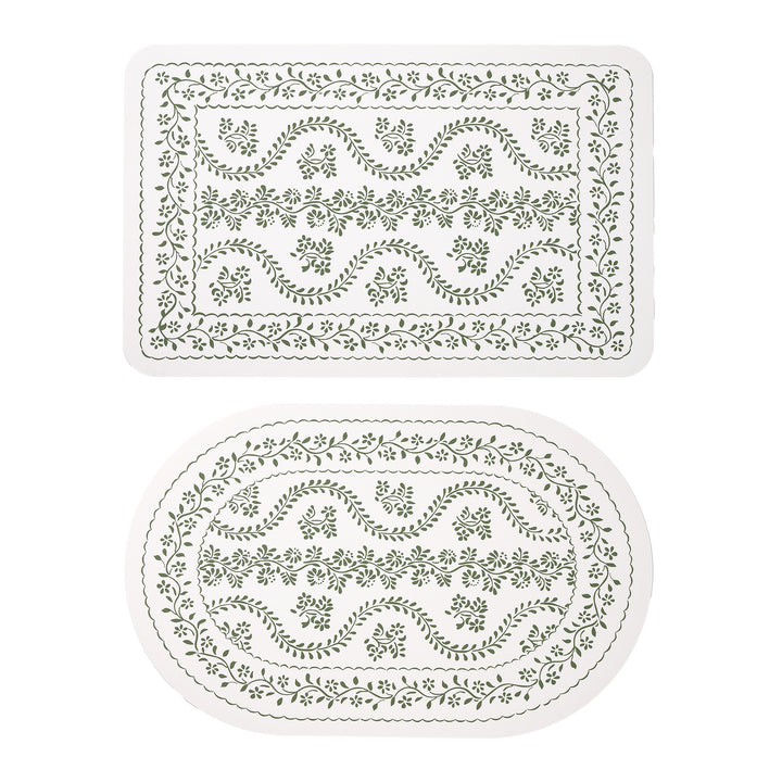 Stornfield Bath Mat Set made of soft microfiber with non-slip latex backing and delicate ornamental print