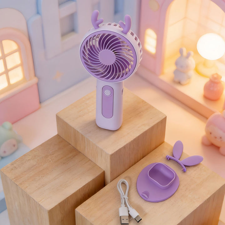 Ladies Portable Hand Fan with Cute Bunny Design Stornfield