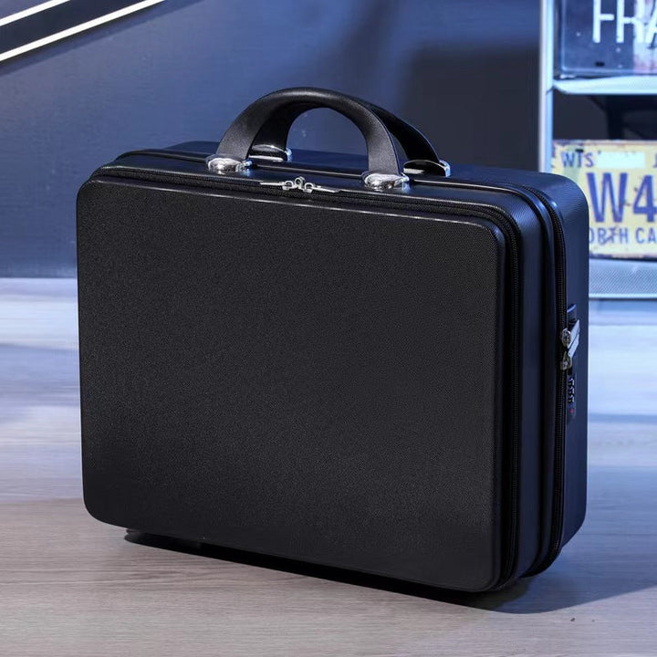compact hard-shell travel vanity makeup case with TSA combination lock and dual-zip compartments Stornfield
