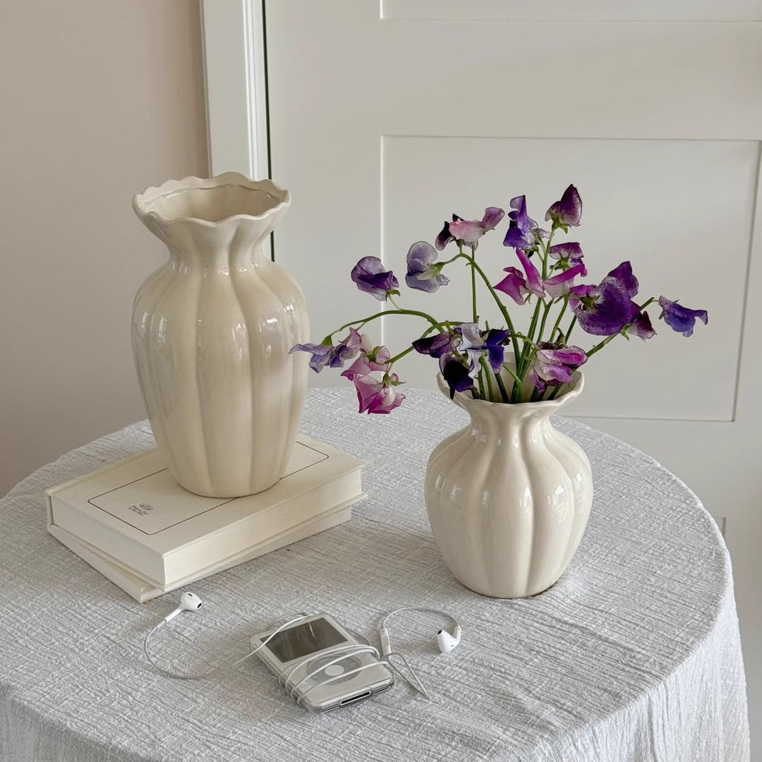 Elegant Fluted Ceramic Vase
