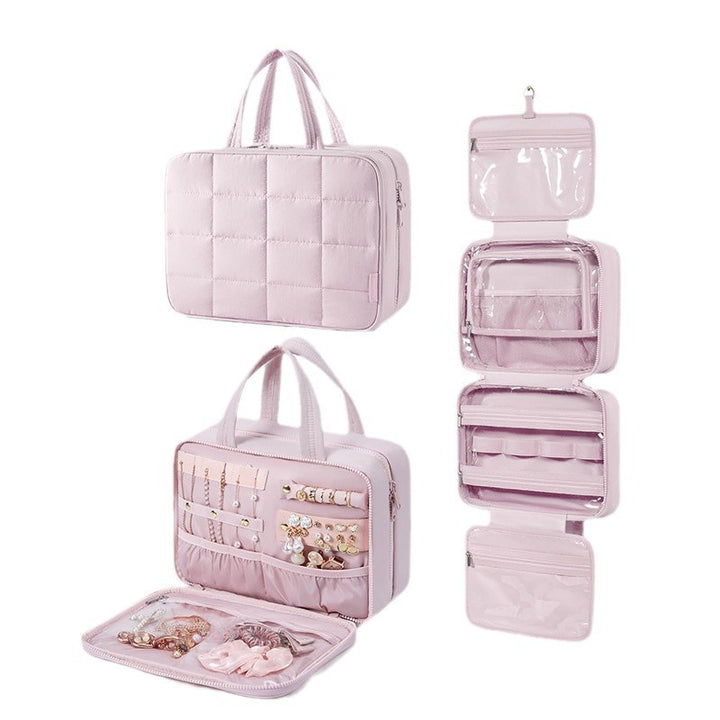 Padded cosmetic organizer bag with practical hanging system Stornfield