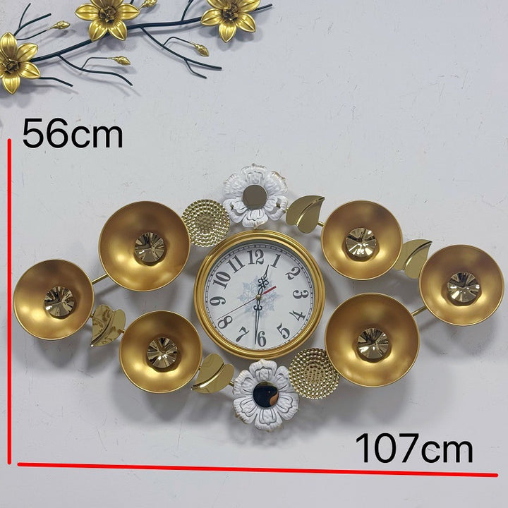 Elegant Decorative Wall Clock with Floral Accents Stornfield
