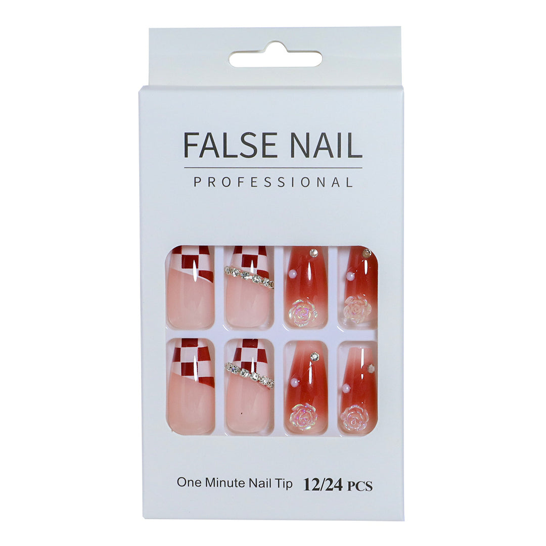 Decorative Press-On Nail Set with 3D Accents Stornfield