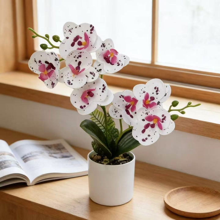Lifelike Artificial Orchid Plant Arrangement for Indoor Display
