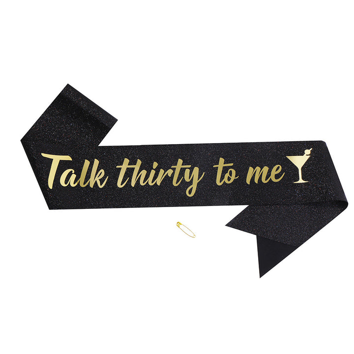 Ladies Glittering Birthday Sash with Festive Print Stornfield
