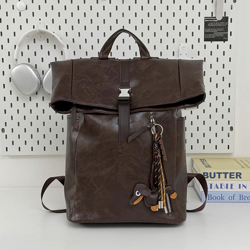 Versatile Leather Roll-Top Backpack Stornfield