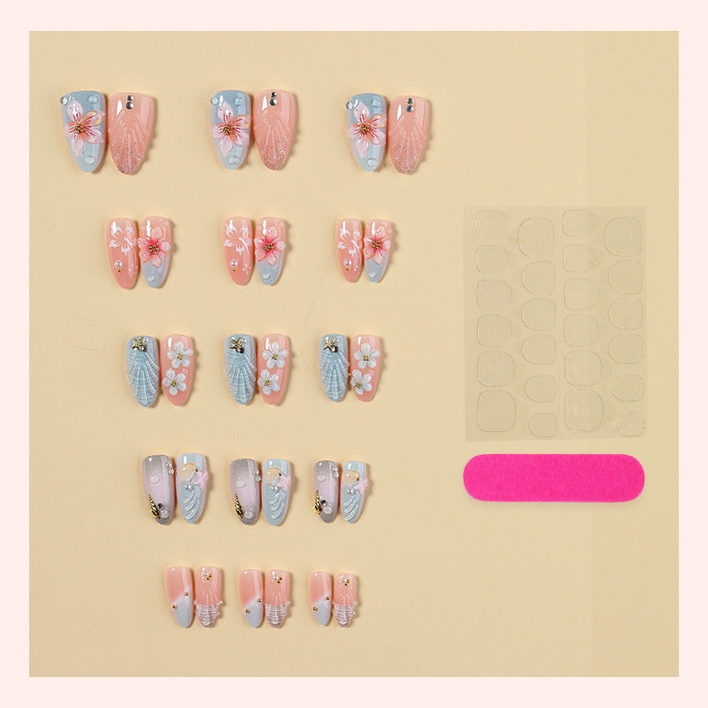 Artistic Ocean-Themed Press-On Nail Set Stornfield