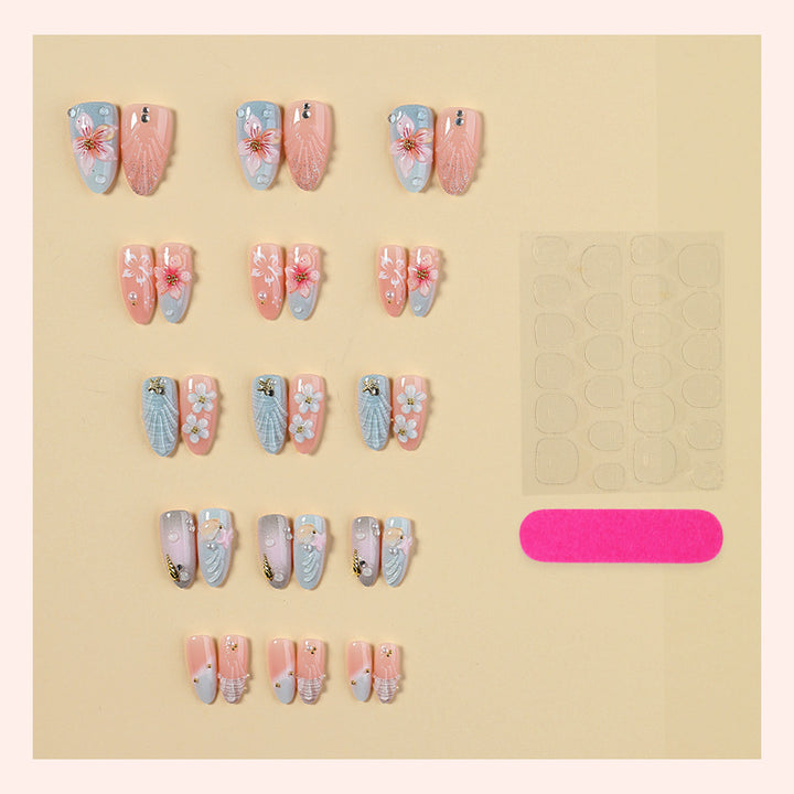 Artistic Ocean-Themed Press-On Nail Set Stornfield