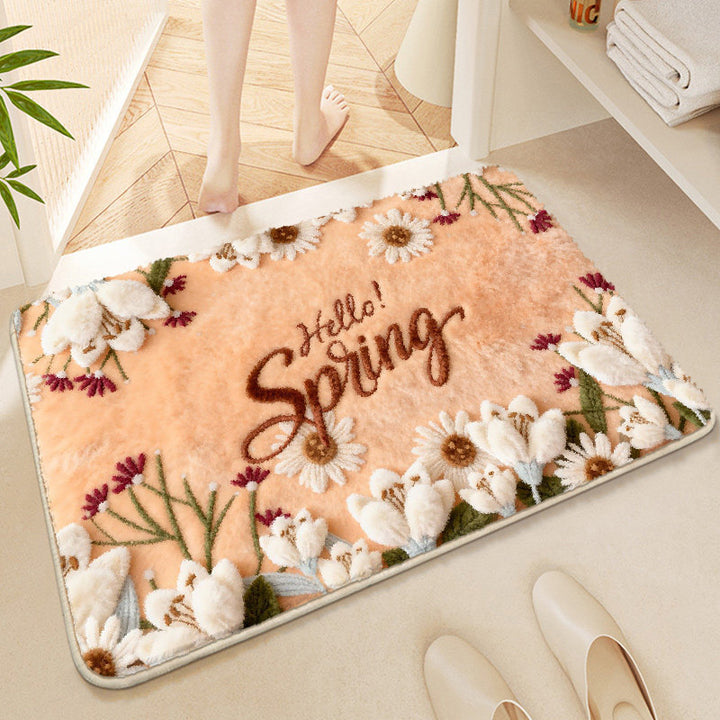 Floral Embroidered Bath Mat
