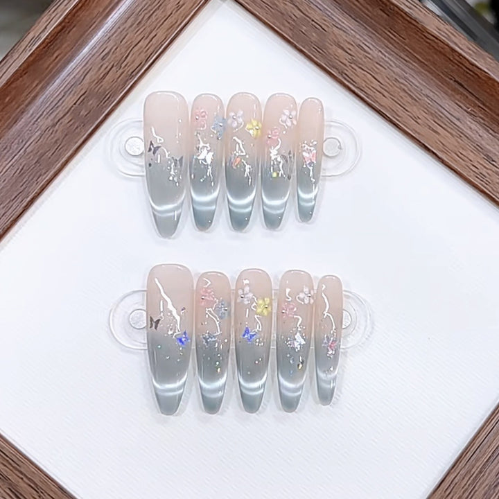 Artistic Floral Design Press-On Nail Set Stornfield